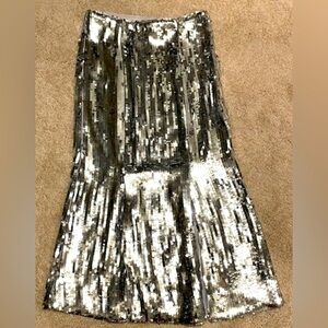 NWT - J. Crew Collection Silver Sparkle Sequin Skirt, S